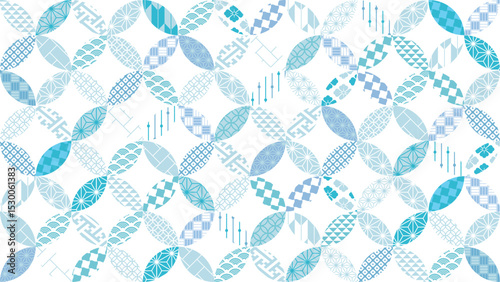 夏の季節の涼しい和柄背景イラスト
