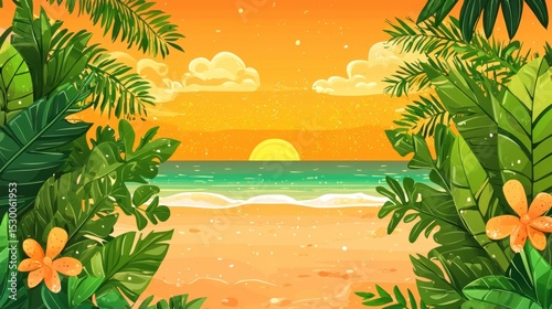 Tropical sunset beach scene (4)
