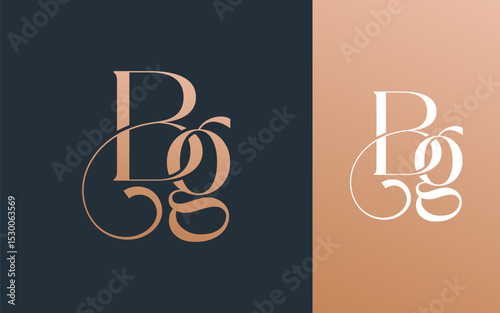 Initial letter BG GB logo design vector illustration for couple, wedding, and business