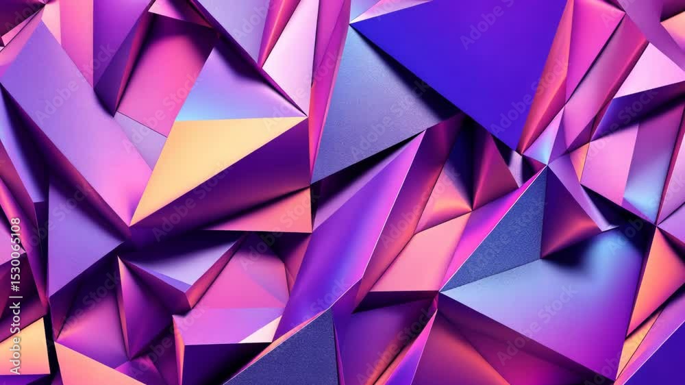 Overhead View Abstract Geometric Pattern Composed of Triangles in Purple Blue and Pink Tones