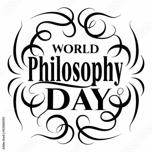 World Philosophy Day Illustration Featuring Abstract Shapes Symbolic Imagery and Thought Provoking Concepts for Intellectual Celebration