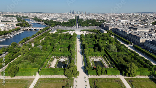 Avenue Des Champs Elysees At Paris Ile De France In France. Triumphal Arch. Paris Skyline Scene. Avenue Des Champs Elysees At Paris In Ile De France France. Beautiful Tuileries Garden. 