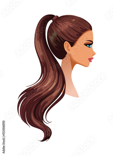 Brown Long Wavy Hair Side Swept