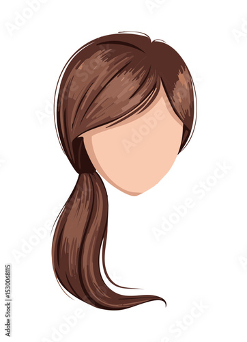Brown Low Ponytail Side Profile View