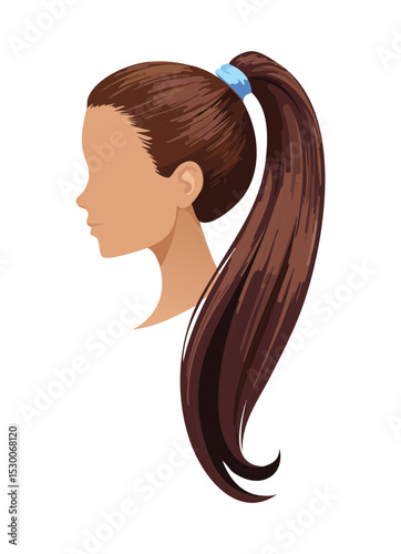 Dark Brown Ponytail Side Profile