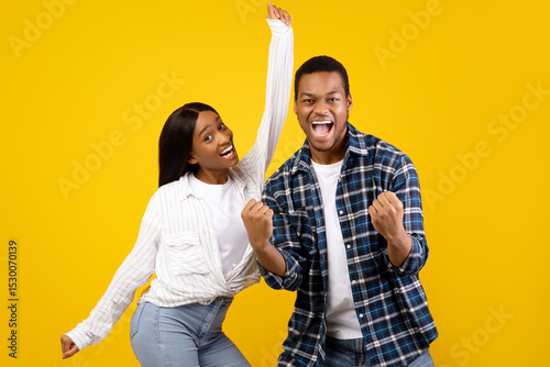 Wall Mural Emotions of victory, celebration and dance