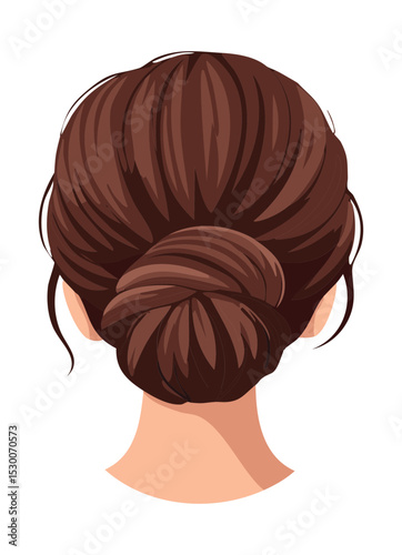Classic Rounded Bun Hairstyle Illustration