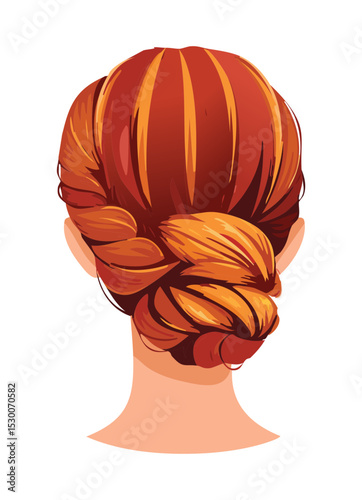 Voluminous Twisted Updo Hair Illustration