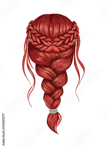 Intricate Red Braided Updo Hairstyle