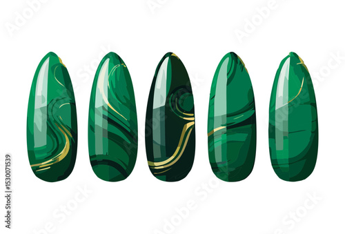 Luxurious Green Marble Horizontal Nail Art
