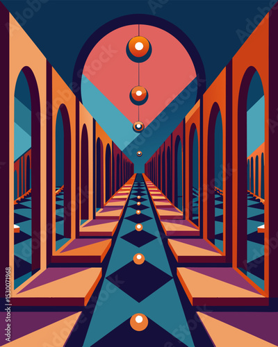 It was as if they were in a neverending hall of mirrors each reflection taunting them with a negative memory or comment.. Vector illustration