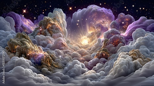 Majestic galaxy clouds glowing with light high resolution photo
