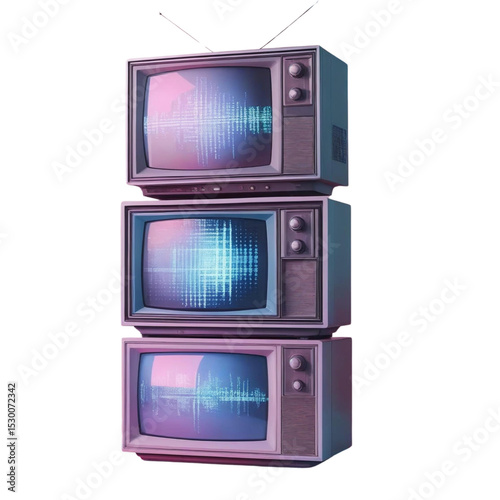 Vintage television stack retro tv set old fashioned television antique tv technology television sets media 100