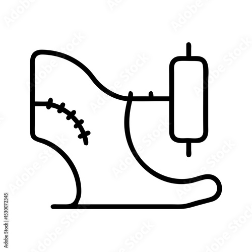 Sewing machine foot in minimalistic style with black outline design  