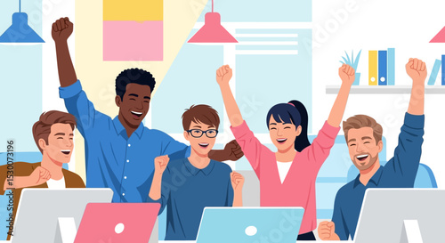 Celebrating Success A Diverse Team Achieves Project Milestone