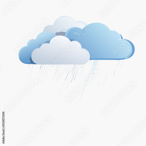 Cartoonish illustration of rain clouds and falling rain.