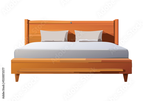 Modern Wooden Bed White Bedding