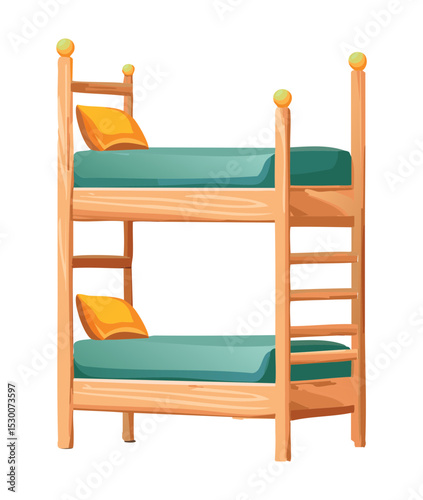 Children's Wooden Bunk Bed Illustration