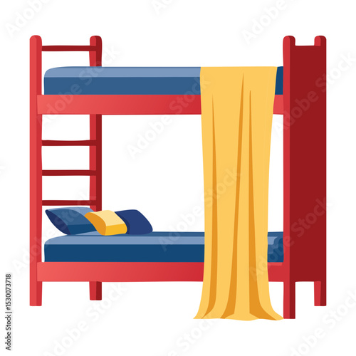 Bold Red Bunk Bed Yellow Curtain