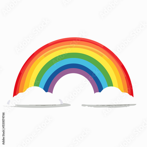 Vibrant Rainbow Arcing Over Fluffy Clouds A Colorful Illustration
