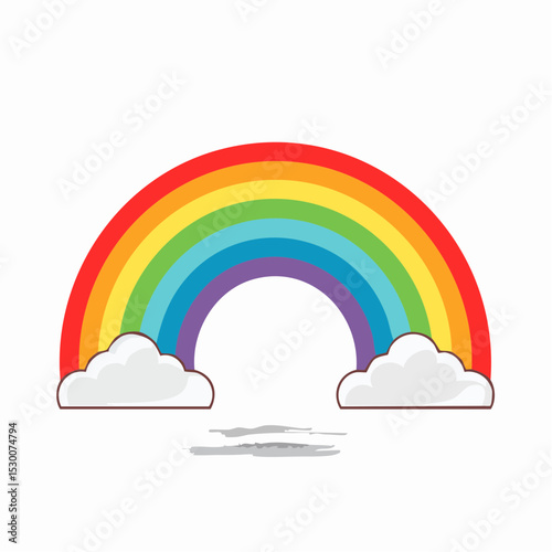 Vibrant Rainbow Illustration with Clouds Colorful Arc Design