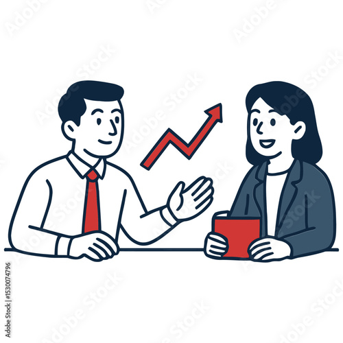 Businesswoman & Colleague Discussing Positive Growth Trends