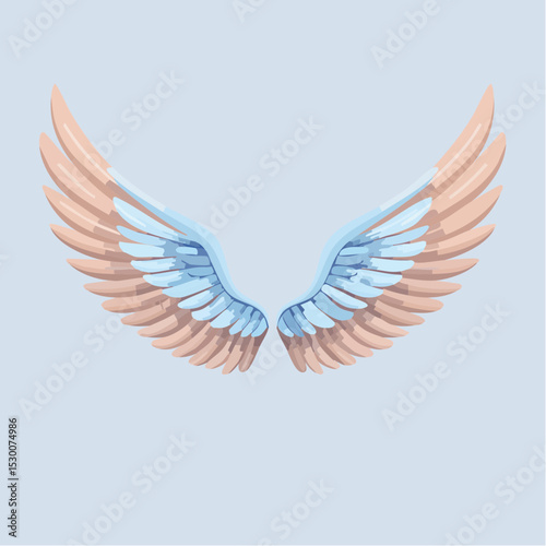 Pastel Pink and Blue Angel Wings Elegant Illustration