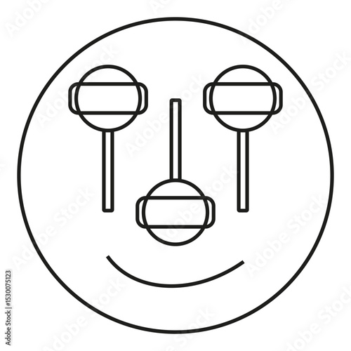 Smiley lollipop. Happy candy face. Sweet smile symbol. Vector cheerful icon.