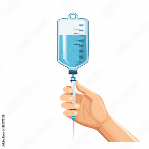 Medical Hand Holding IV Bag Intravenous Drip Illustration