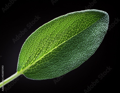 sage leaf close up aromatic herb culinary ingredient and natural flavor enhancer for cooking isolated on black background photo