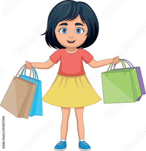 Beautiful girl carrying many shopping bags