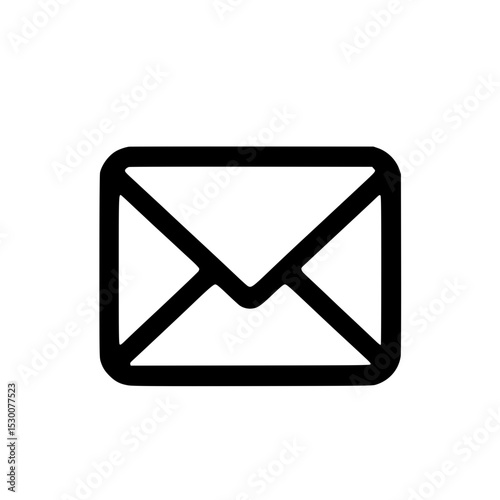 Minimal Black Line Envelope Icon for Mail and Communication