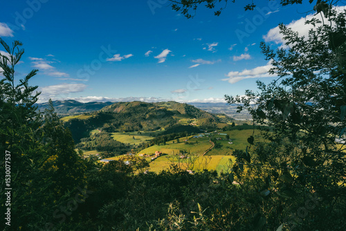Panoramic and rural landscape with blue sky in Nemocon, Cundinamarca.