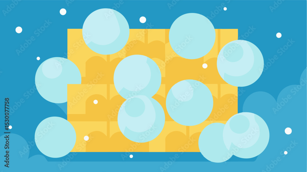 A wall covered in bubble wrap providing both a visual and tactile experience as individuals pop the bubbles.. Vector illustration