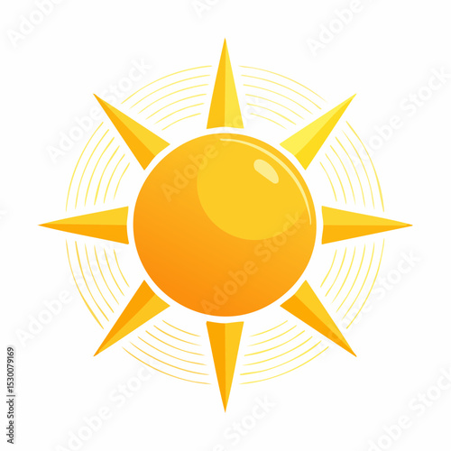 Stylized graphic illustration of a radiant sun.