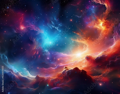 stunning cosmic scene showcasing vibrant nebulae and stars