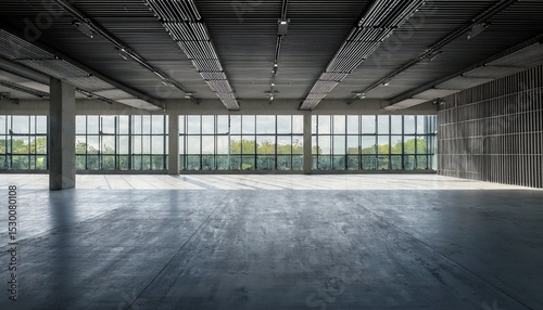 empty commercial concrete space raw industrial interior design