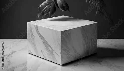 sustainable fashion box minimalist marble platform black white drone photo