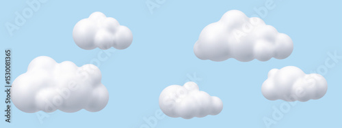 White fluffy cloud vector icon. Cartoon render 3d smooth cloud. Sky banner with soft volumetric fluffy cloud. Simple weather and climate symbol.