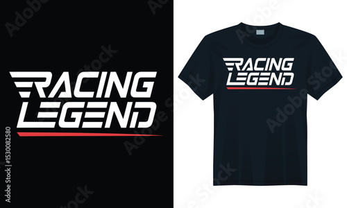 High-Speed Racing Legend T-Shirt Design with Bold Typography and Red Line for Motorsport Fans