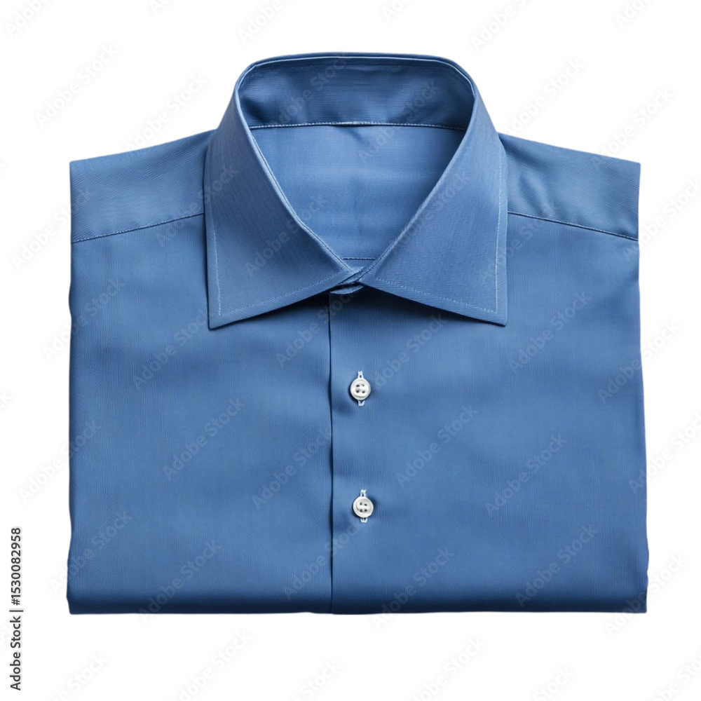 A neatly folded blue dress shirt with white buttons ready to wear A neatly folded blue dress shirt with white buttons ready to wear