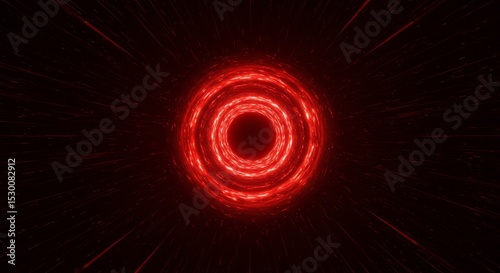 Abstract Red Glow Tunnel Illustration with Radial Motion Effect