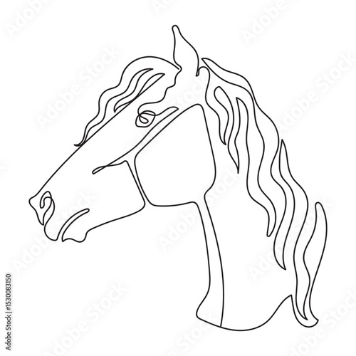 One line drawing art of horse head in profile vector illustration