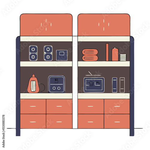 Smart storage shelf icon representing fulfillment centers in flat design