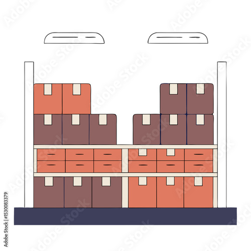 Stack of cartons icon representing fulfillment centers in flat design