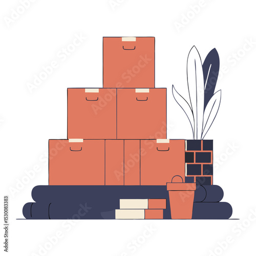 Stack of boxes icon representing fulfillment centers in flat design