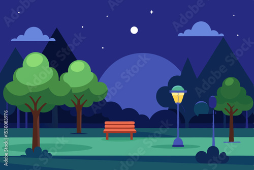 Tranquil Animated Outdoor Park Animation Video Background with Trees Vector