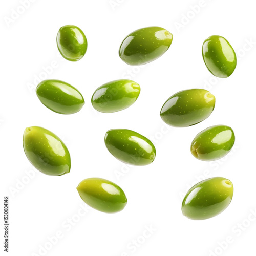 Wallpaper Mural Green olives arranged on a colorful striped background a vibrant food image Torontodigital.ca