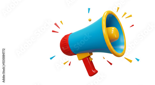 Cartoon megaphone announcement loudspeaker isolated on white background