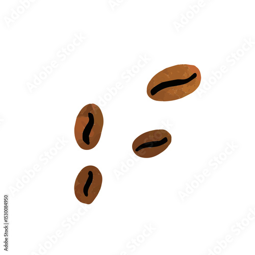 絵本風の手描きコーヒー豆イラスト